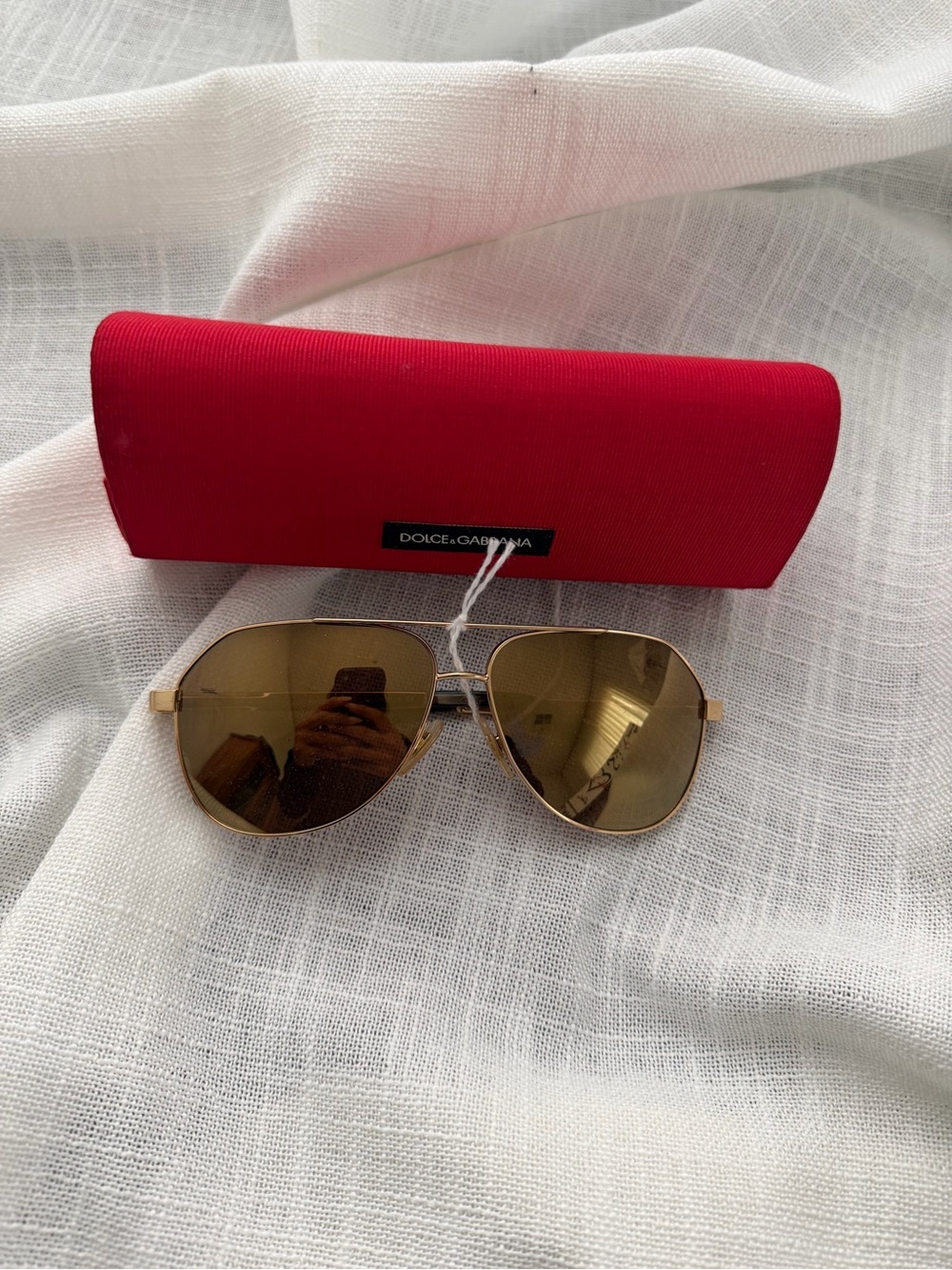 Dolce & Gabbana DG2144 Gold Aviator Sunglasses Brown Mirror Lenses Italy